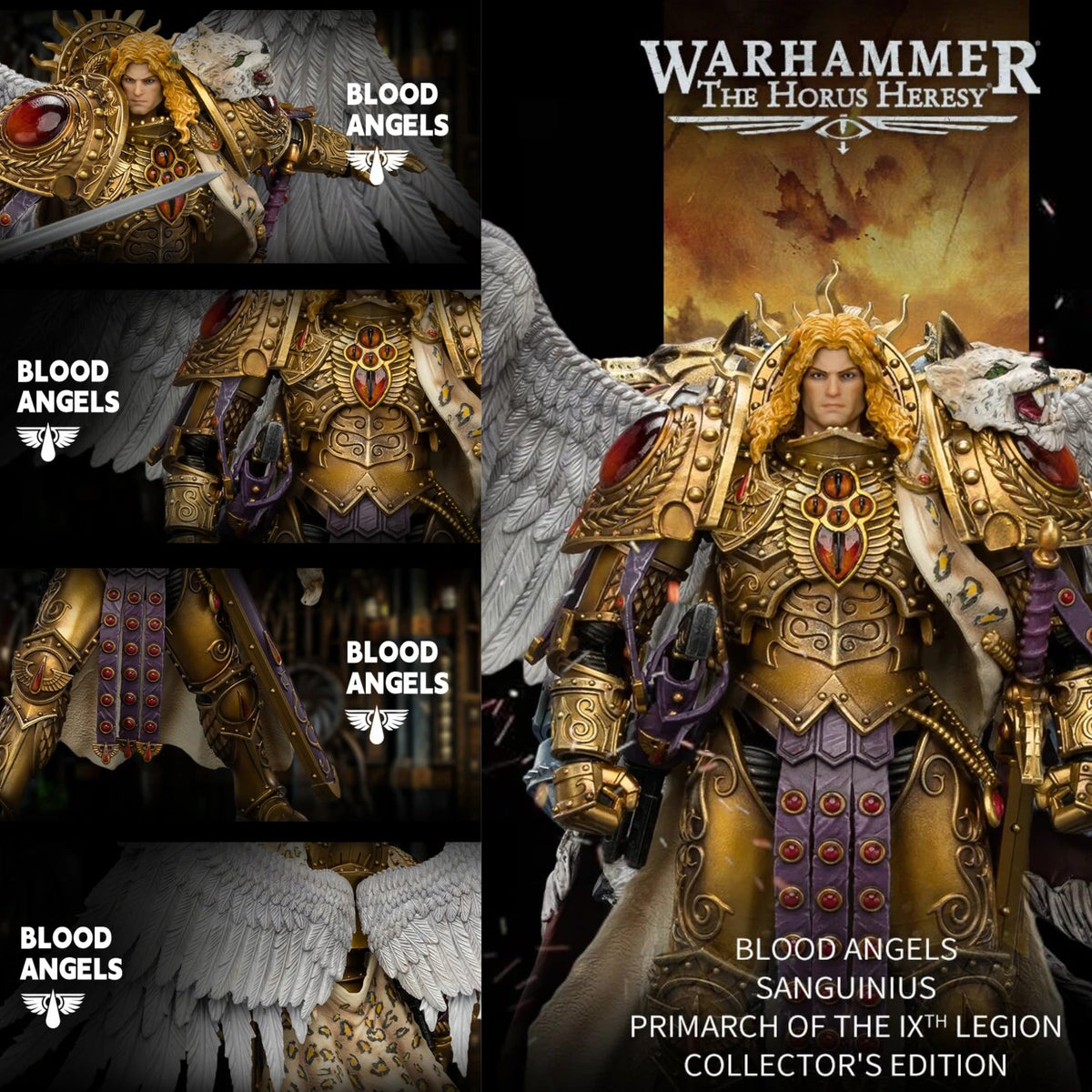 JOYTOY Collector's Edition Sanguinius Warhammer 40K 1/18 Action Figures Blood Angels Sanguinius Primarch of the IXth Legion Collector's Edition Birthday Gifts Collectible Model Warhammer Miniatures